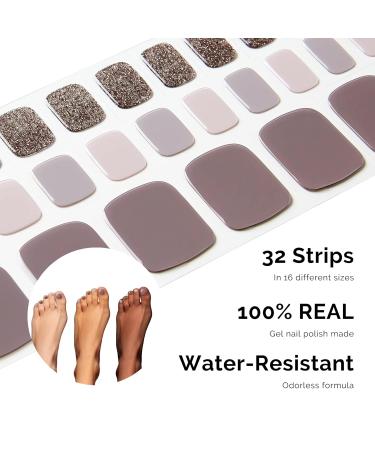 NAILOG Semi Cured Gel Nail Strips - Long Lasting Glossy Toenail Polish Wraps | 32 Pieces for Perfect Pedi | Last Night - Buy Online on GoSupps.com