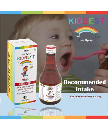 HealthBest Kidbest Iron Syrup with Zinc and Folic Acid - 200 ML - Buy Online on GoSupps.com