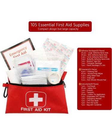 105-Piece Small First Aid Kit for Home, Car, Office, Sports & Travel | Emergency Survival Supplies for Camping, Hiking, Hunting - Buy Online on GoSupps.com