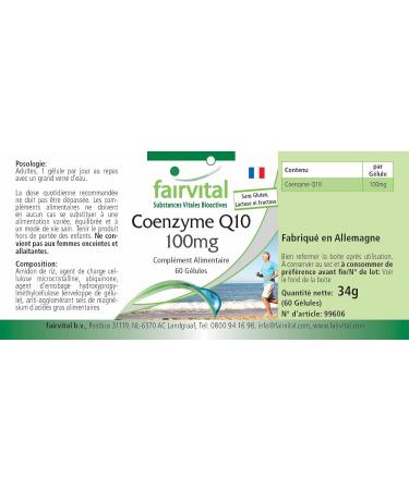 Fairvital | Co-enzyme Q10 100mg - 2 months - VEGAN - Highly dosed - 60 capsules - ubiquinone - Buy Online on GoSupps.com