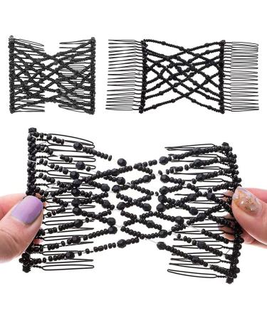 3Pcs Crystal Beads Magic Hair Combs - Decorative Stretchy Hair Slides for Women - DIY Hair Accessories for Styling - Buy Online on GoSupps.com