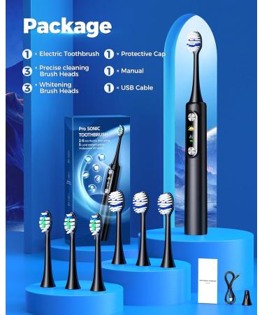 Buy Electric Toothbrush for Adults - 6 Modes 5 Intensity Levels Rechargeable 84000 RPM Sonic Dual Heads 75-Day Battery Life Smart Timer - Fast International Shipping - Buy Online on GoSupps.com