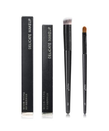 MSQ 2pcs Concealer Brush Angled Top Concealer Makeup Brush Under Eye Mini Angled Brush Nose Contour Brush Small Makeup Foundation Brushes for Concealer Powder Cream Liquid Makeup Black