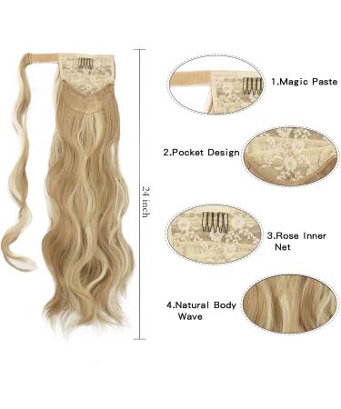 Shop Long Wavy Curly Fish Braid Ponytail Hair Extensions - Light Ash Brown & Bleach Blond 60cm | Clip-In Synthetic Hair for Women - Buy Online on GoSupps.com