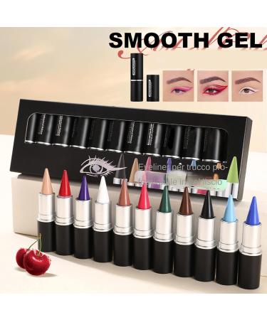 Solid White Eyeliner - Cream Black Lazy 12-Color Cream Eyeshadow Set | Matte Eyeliner Set | Solid White Eyeliner Set | Black Cream Eyeshadow Set - Buy Online on GoSupps.com