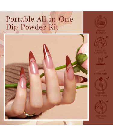 AZUREBEAUTY 30Pcs Dip Powder Nail Kit - 8 Fall Winter Colors Nail Sticks Base/Top Coat & Activator for Salon Quality French Manicure - Buy Online on GoSupps.com