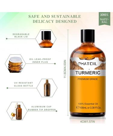 PHATOIL Turmeric Essential Oil 100ML - 100% Pure Therapeutic Grade for Diffuser Aromatherapy - Relaxing Bath Oil - Buy Online on GoSupps.com