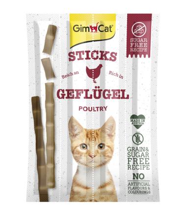 Gimcat sticks poultry - soft stings with high meat content and without sugar additive - 1 pack (1 x 4 sticks) poultry 4 pieces (1 Pack) - Buy Online on GoSupps.com