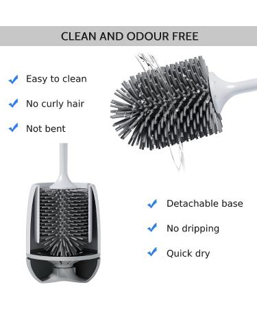 3 Pack Toilet Brush and Holder Set with Silicone Bristles - Gray Bathroom Accessories - Buy Online on GoSupps.com