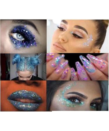 10 Color Festival Glitter Eye Body Glitter Glow in The Dark Luminous Hexagons Chunky Glitter for Acrylic Nail Hair Face Resin Art Crafts Glitter Flakes Makeup Artist for Cosmetic Festive Decoration - Buy Online on GoSupps.com