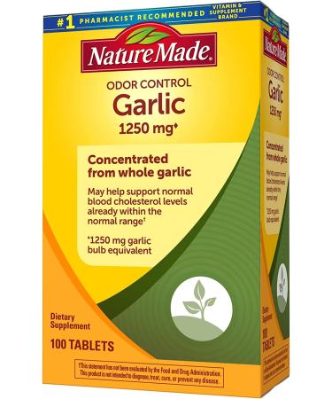 Nature Made Odor Control Garlic 1250 mg - 100 Tablets for Heart Health & Wellness - Buy Online on GoSupps.com