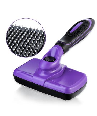 TIMINGILA Cat Brush,Self-Cleaning Slicker Brush for Dogs and Cats,Pet Grooming Brush for Short Hair and Long Hair,Comb for Grooming Dogs Cats Rabbits and More,Deshedding Tool,Dog Brush Purple