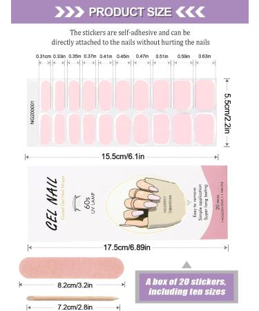 Kalolary 20PCS Nail Gel Polish Strips - Light Pink | Self-Adhesive Wraps for Cured Gel Nails | Nail Stickers Decals - UV/LED Lamp Required - Buy Online on GoSupps.com
