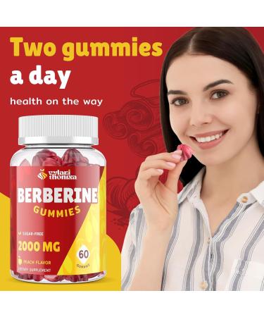 2000mg Berberine Supplement Gummies High Potency Wellness Blend with Ceylon Cinnamon Turmeric Magnesium & Chromium Vegan Non-GMO Gluten-Free Peach Flavor 60 Gummies - 1 Pack 60 Count (Pack of 1) - Buy Online on GoSupps.com