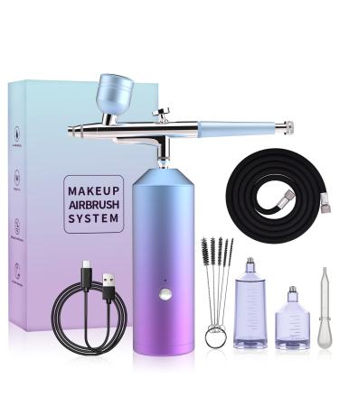 Cenoz Portable Airbrush Kit  Handheld Mini Airbrush Makeup Kit  Rechargeable Cordless Makeup Sprayer with 2 Capacity Cups (Purple with 4FT Airbrush Hose) Purple with Airbrush Hose