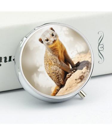 Travel Pill Box with Meerkats - 3 Compartment Portable Pill Organizer for Purse & Pocket - Buy Online on GoSupps.com