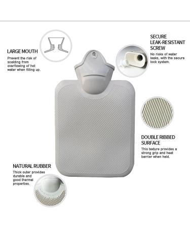 Buy Hot Water Bottle with Fluffy Cover - 500ml for Pain Relief & Cosy Nights | Durable Grey Design - Buy Online on GoSupps.com