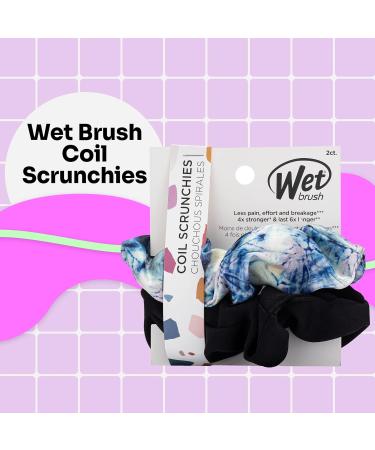 Wet Brush Coil Hair Scrunchies 2 Pack Blue Tie Dye & Black - Pain-Free Hair Accessories for Long Lasting Braids & Ponytails - Suitable for All Hair Types - Buy Online on GoSupps.com