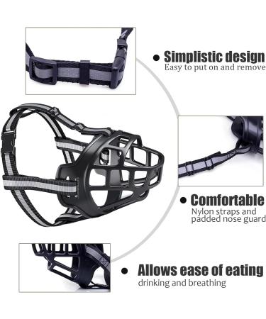 Adjustable Black Dog Muzzle for Large Breeds - Breathable Silicone Basket with Reflective Strip for Biting & Barking Prevention - Xl Bully Size - Allows Drinking (Large) - Buy Online on GoSupps.com