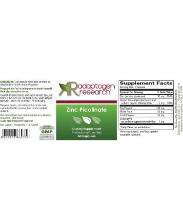 Zinc Picolinate 30mg Capsules for Growth & Immune Function - 60ct | Adaptogen Research - Buy Online on GoSupps.com