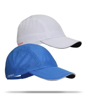 TrailHeads Women's Race Day Running Cap-Performance Hat White-cool Blue One Size