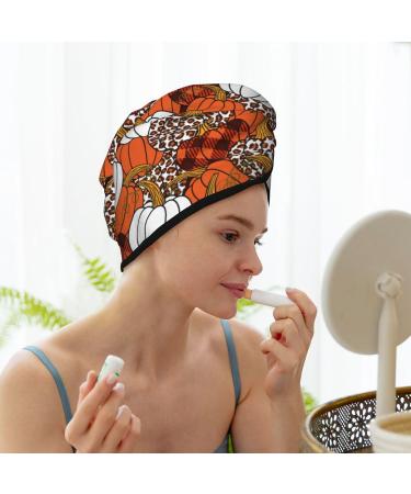 Premium Hair Towel Wrap | Quick-Dry Button Towel Turban for Effortless Hair Drying | Available in Various Pumpkin Designs - Buy Online on GoSupps.com