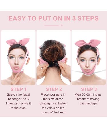 V Line Lifting Face Mask - Reusable V Shaped Slimming Strap for Sagging Skin & Double Chin Reduction - Pink Facial Lift Belt for Women - Buy Online on GoSupps.com
