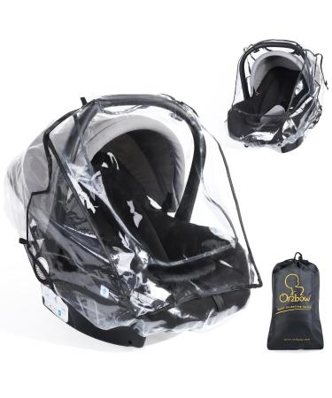 Orzbow Car Seat Rain Covers Universal Waterproof Baby Car Seat Covers with Side Ventilation Quick-Access Roll-Up Door Easy Carry for Donna Maxi cosi Cybex etc. Transparent