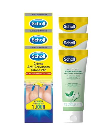 Dr. Scholl's Scholl Pack of 1 Anti-Crack Heel Cream 60 ml + 1 Intense Nutrition Cream 75 ml Pack of 3 Packs