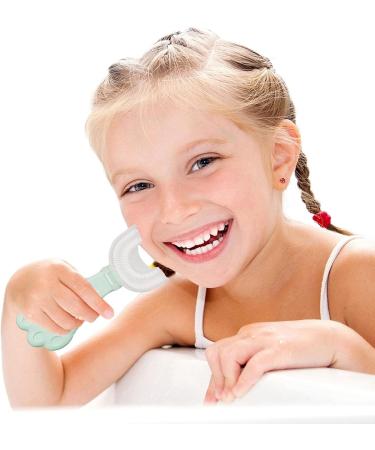 Children Toothbrush with Silicone Head - Manual U Shaped Toothbrush Food Grade Silicone Kids Toothbrushes 360 Degree U Shape Toothbrush for Kids Baby Toddler Green 1 count (Pack of 1) - Buy Online on GoSupps.com