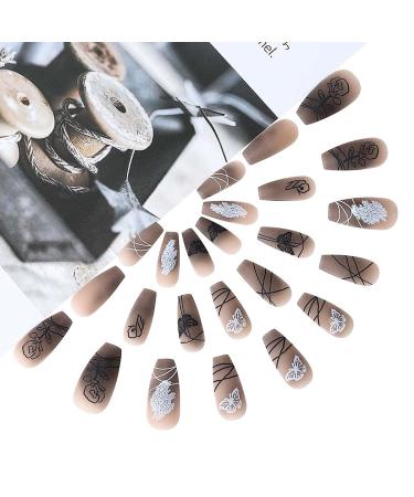 Brishow Black Butterfly Press-On Nails - 24 pcs for Women & Girls | Artificial Stick-On Nails for Easy Application - Buy Online on GoSupps.com