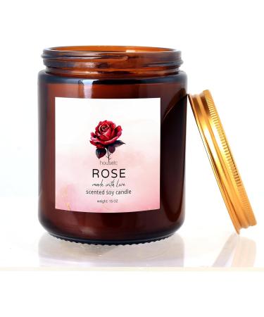 Rose Scented Candle - Soy Wax Aromatherapy with Crystals & Rose Petals | Perfect Stress Relief Gift for Women - Ideal for Birthdays & Anniversaries - Buy Online on GoSupps.com