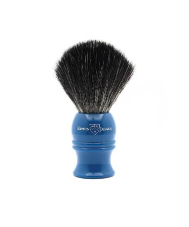 Edwin Jagger 1EJ333SYN Classic Black Synthetic Fibre Eco-Friendly Vegan Exfoliating Shaving Brush for Shaving Cream or Shaving Soap for Men and Women (Blue)