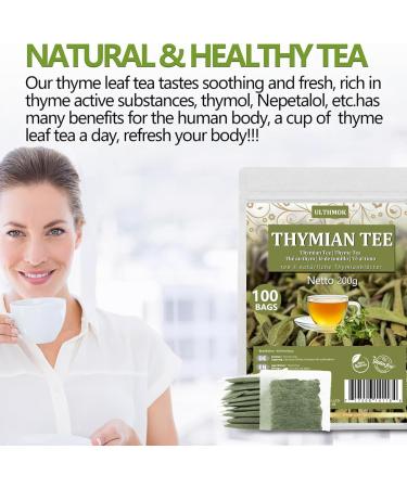  ULTHMOK Premium Thyme Leaf Tea in 100 Bags Made with 100% Pure Thyme Leaves Aids Digestion & Supports - Buy Online on GoSupps.com
