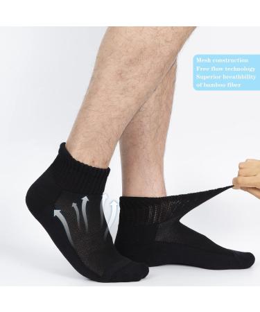 Bamboo Diabetic Socks 6 Pairs - Circulatory No-Binding Ankle Seamless - Athlemo Women&Men - Black (Size 13-15) - Buy Online on GoSupps.com
