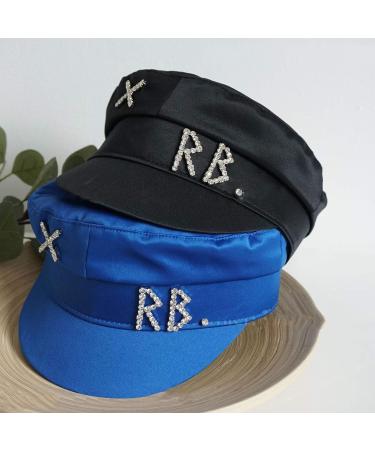 DOSOMI Women's Luxury Satin Sailor Beret Cap with Rhinestone Detail - Large Black - Buy Online on GoSupps.com