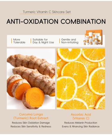 Daily Vitamin C Set with Turmeric for Women Travel Size Facial Moisturizer Set Boosts Shine Improves Elasticity | Cleansing Toner Serum Moisturizer Cream - Buy Online on GoSupps.com