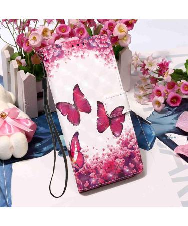 Shop Red Butterfly PU Leather Wallet Case for Samsung Galaxy A53 5G - 3D Shiny Pattern Card Holder & Mobile Protection - Buy Online on GoSupps.com