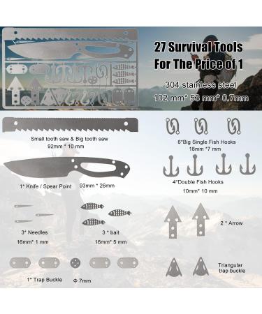 Moricher Survival Card Multitool- Fishing Line & EDC Kit for Outdoor Camping, Hiking, and Hunting - Silver 6pcs - Buy Online on GoSupps.com