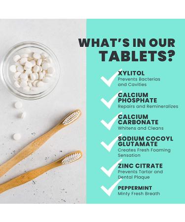 Good Organics Toothpaste Tablets - Natural Plaque Removal & Teeth Whitening - Zero Waste, Xylitol, Travel-Friendly, Fluoride-Free - Minty Flavor - 90 Counts - Buy Online on GoSupps.com