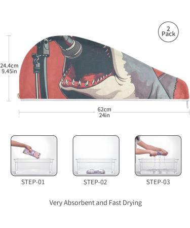 Shark Singing Hair Towel 2 Pack - Super Absorbent Quick Dry Hair Turbans | Ultimate Hair Drying Solution for Women & Girls - Buy Online on GoSupps.com