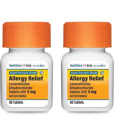 HealthCareAisle Allergy Relief - Levocetirizine Dihydrochloride Tablets USP 5 mg 160 Tablets (Pack of 2) + Chloraseptic Sore Throat Lozenges Cherry 18 Count - Buy Online on GoSupps.com