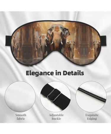 Asian Elephants Print Unisex Sleep Eye Mask | Soft Comfort Eye Shade for Travel Yoga & Shift Work - Black - Buy Online on GoSupps.com