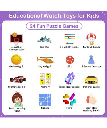 Kids Smart Watch  Smart Watch for Kids Toys with 24 Games Camera Video Recorder Music Player Alarm Calculator Calendar Stopwatch Flashlight Pedometer Gift Toys for Boys and Girls Ages 3-12 Years Old purple - Buy Online on GoSupps.com
