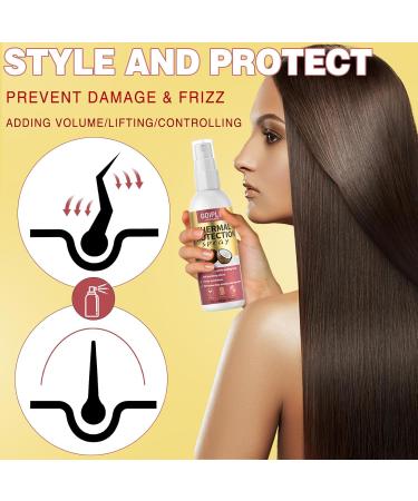 Coconut Heat Protectant Spray - Keratin Protein Hair Serum Anti Frizz Control Repair - Rose Water Moisturize Anti-Frizz Smooth Products (3PCS) rose spray set-3pcs - Buy Online on GoSupps.com