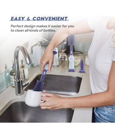 Clundoo Baby Bottle Brush Set | 3-in-1 BPA-Free Bottle & Nipple Cleaner | Soft Brushes for Baby Bottles Blue - Buy Online on GoSupps.com