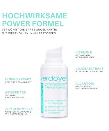 Verdoy Eye Serum for Dark Circles & Wrinkles - Anti-Fold Smoothing Eye Care with White Tea & Peptides - Made in Germany - Buy Online on GoSupps.com
