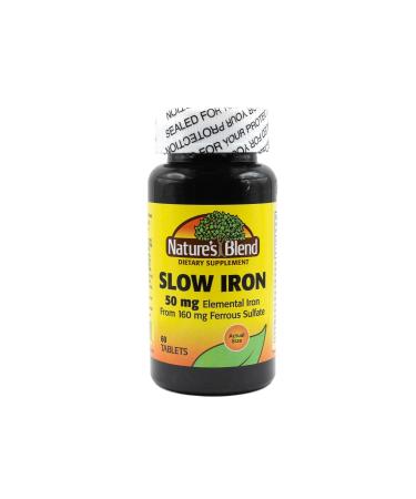 Nature's Blend Slow Iron 50 mg (160 mg) Compare to Slow Fe 60 Tablets