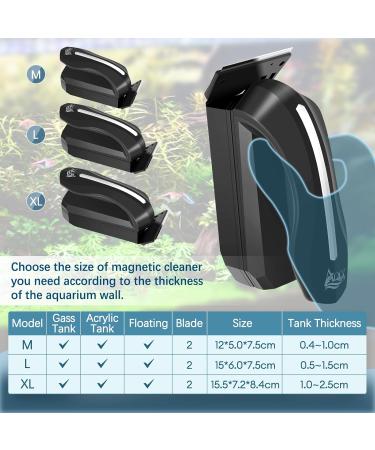 AQQA Aquarium Magnet Glass Cleaner Fish Tank Cleaner Brush Magnetic Algae Scrapers Cleaning Tools with 2 Detachable Scrapers Floating Freshwater Saltwater (L) - Buy Online on GoSupps.com