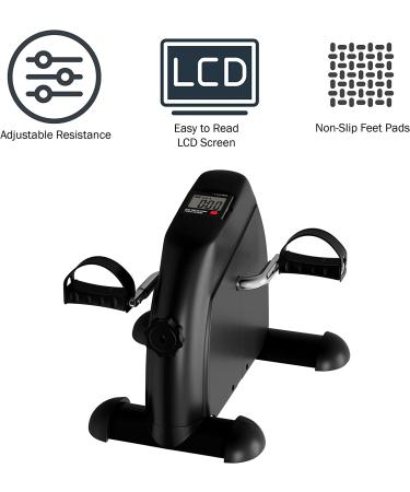 Portable Fitness Pedal Stationary Exercise Bike by Wakeman - Under Desk Indoor Workout for Arms and Legs - LCD Display with Calorie Counter - Black - Buy Online on GoSupps.com